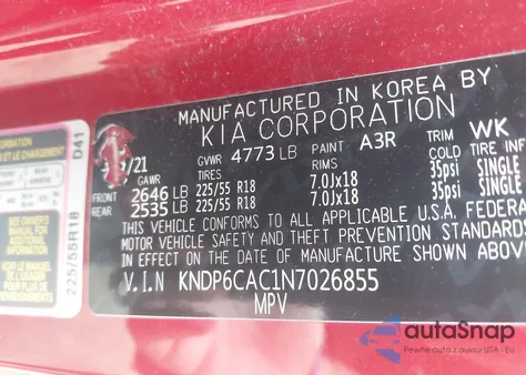 2022 Kia Sportage Nightfall Edition from USA, damaged, VIN KNDP6CAC1N7026855